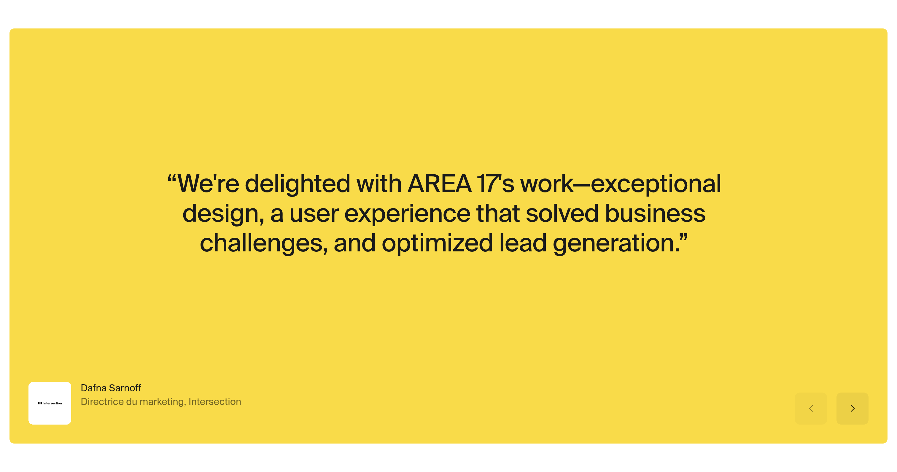 Area 17 Testimonial design