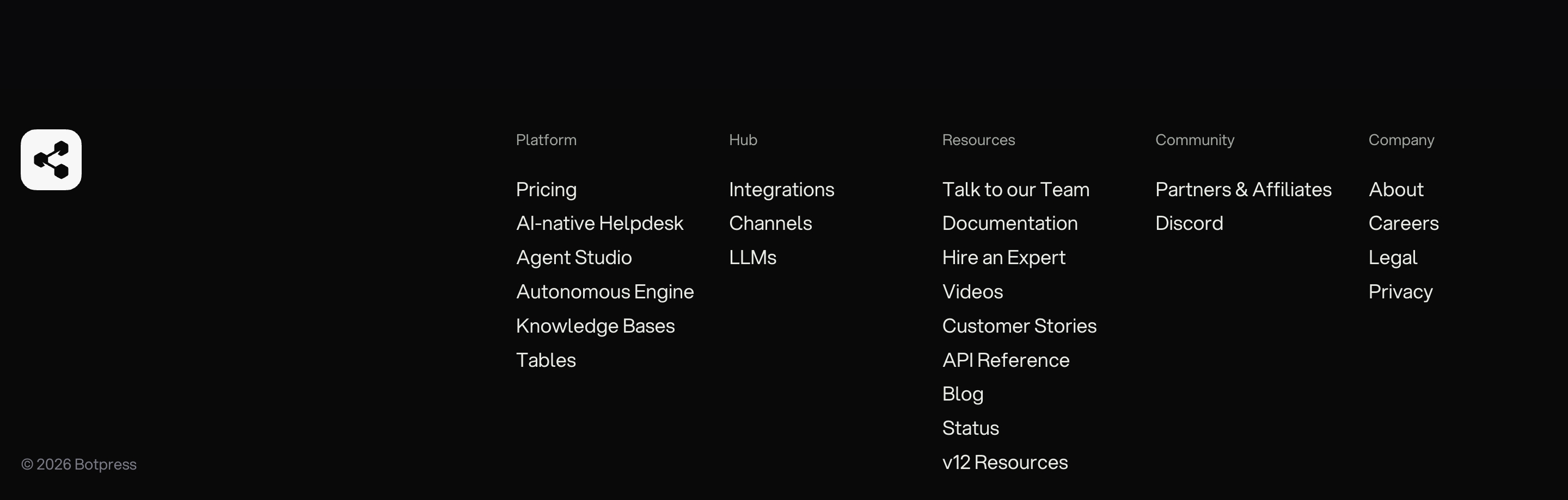 Botpress Footer design
