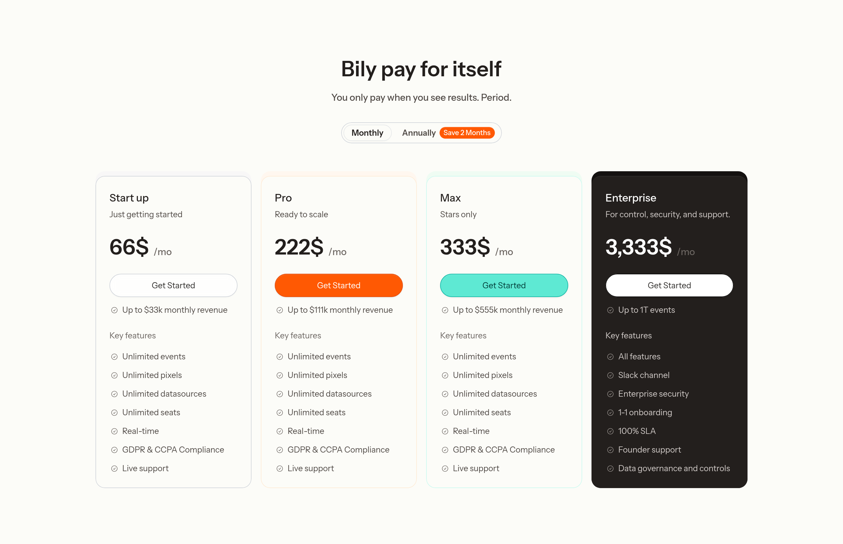 Bily Pricing design