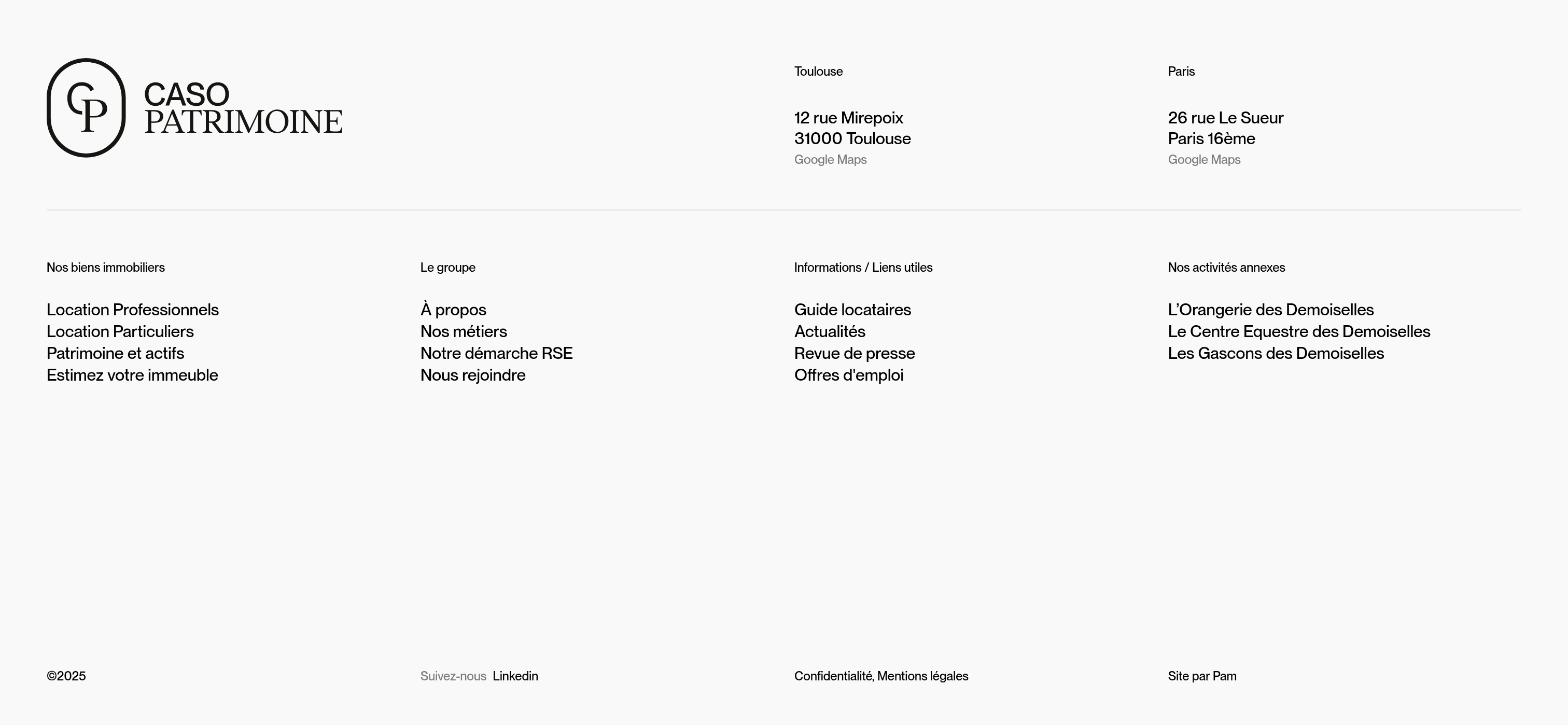 Caso Patrimoine Footer design