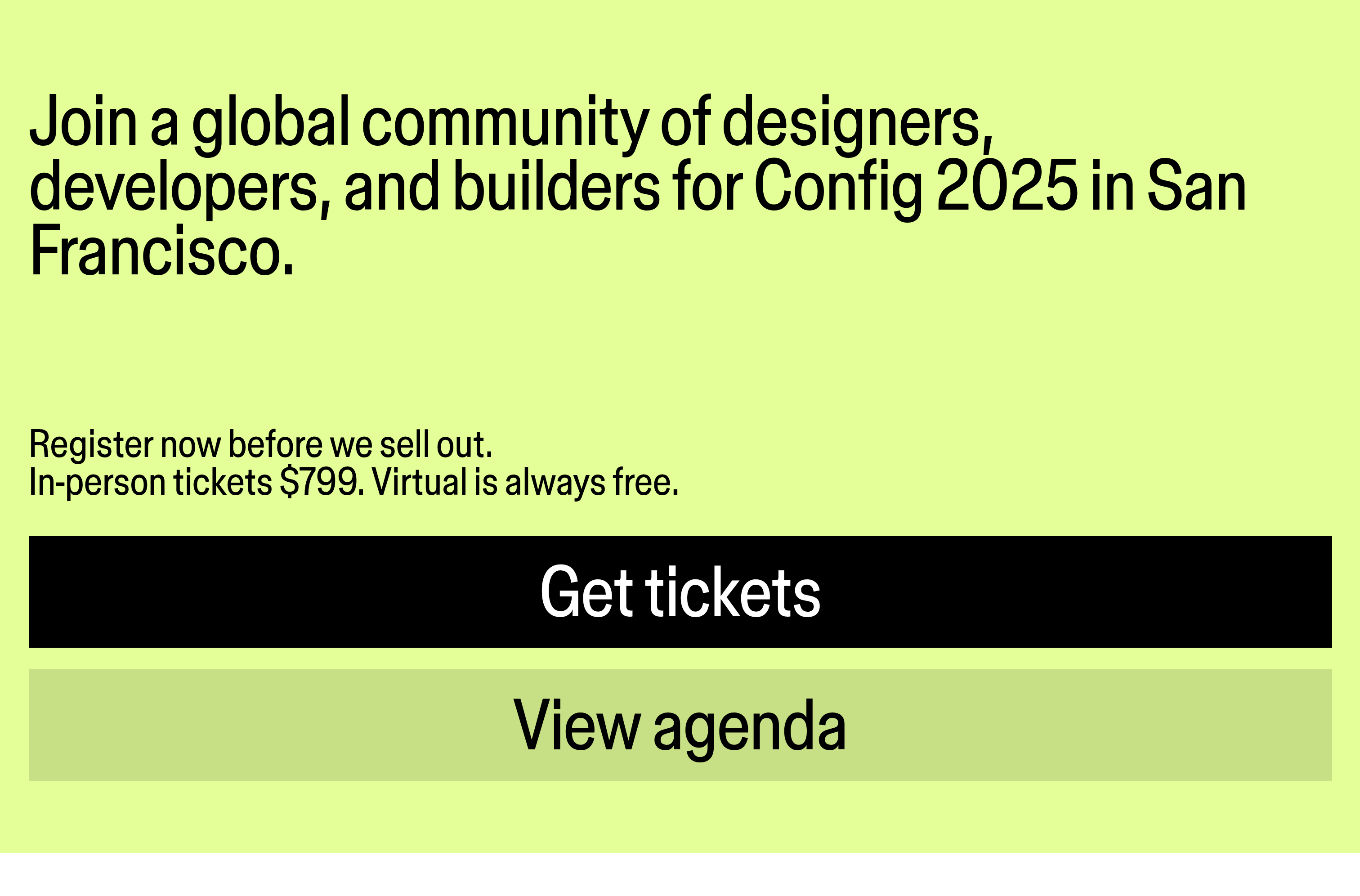 Figma Config 2025 Call to Action design