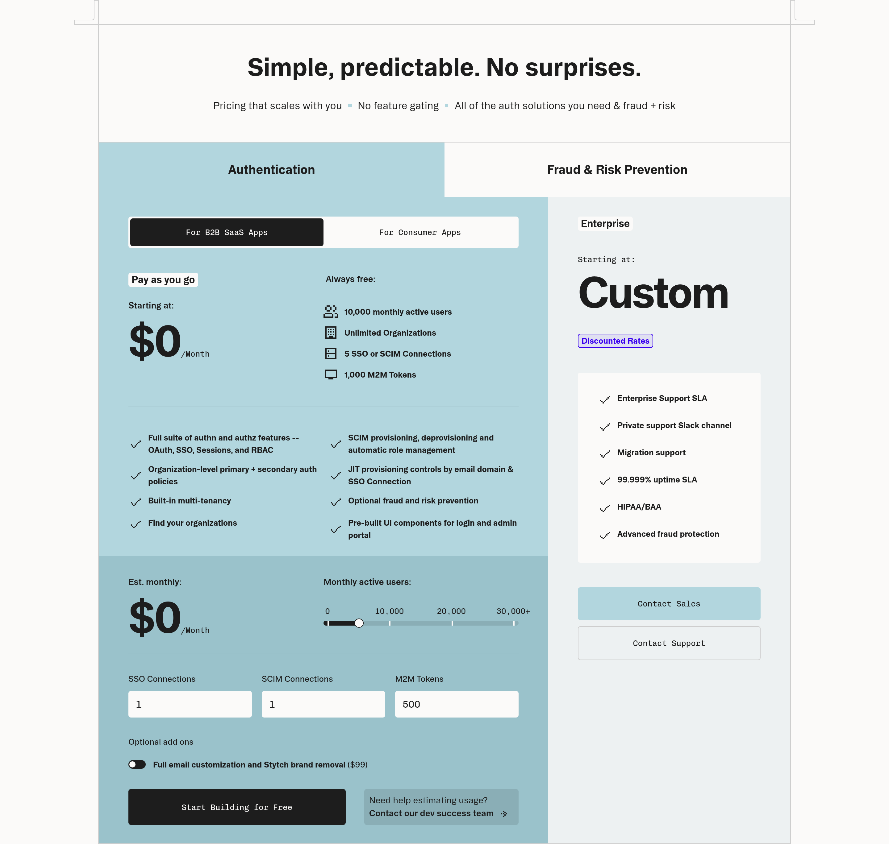 Pricing section preview