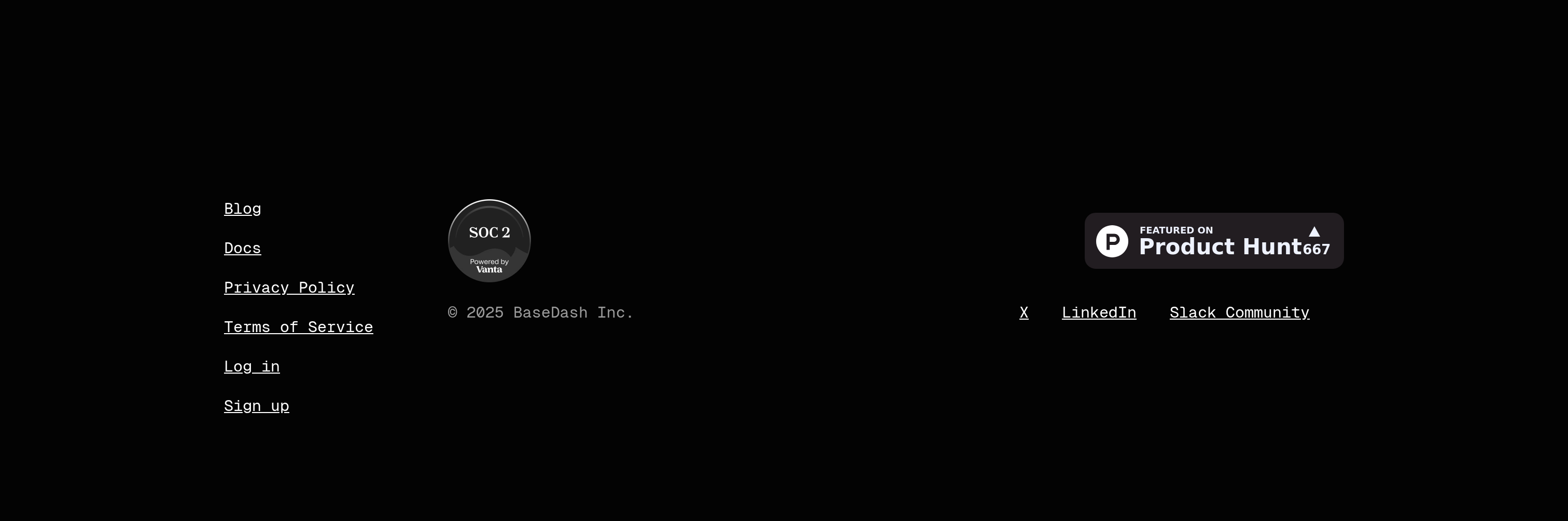Basedash Footer design