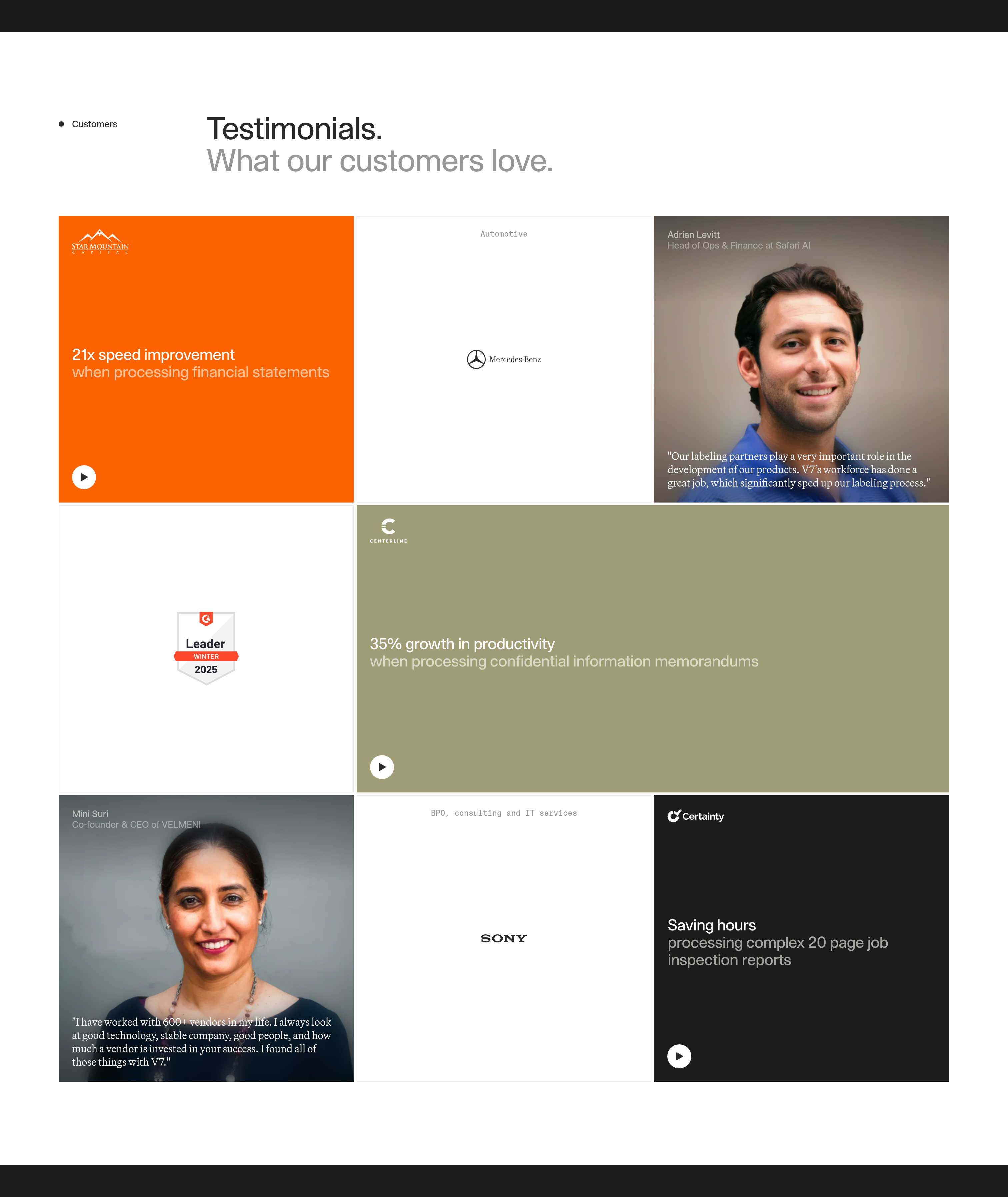 V7 Labs Testimonial design