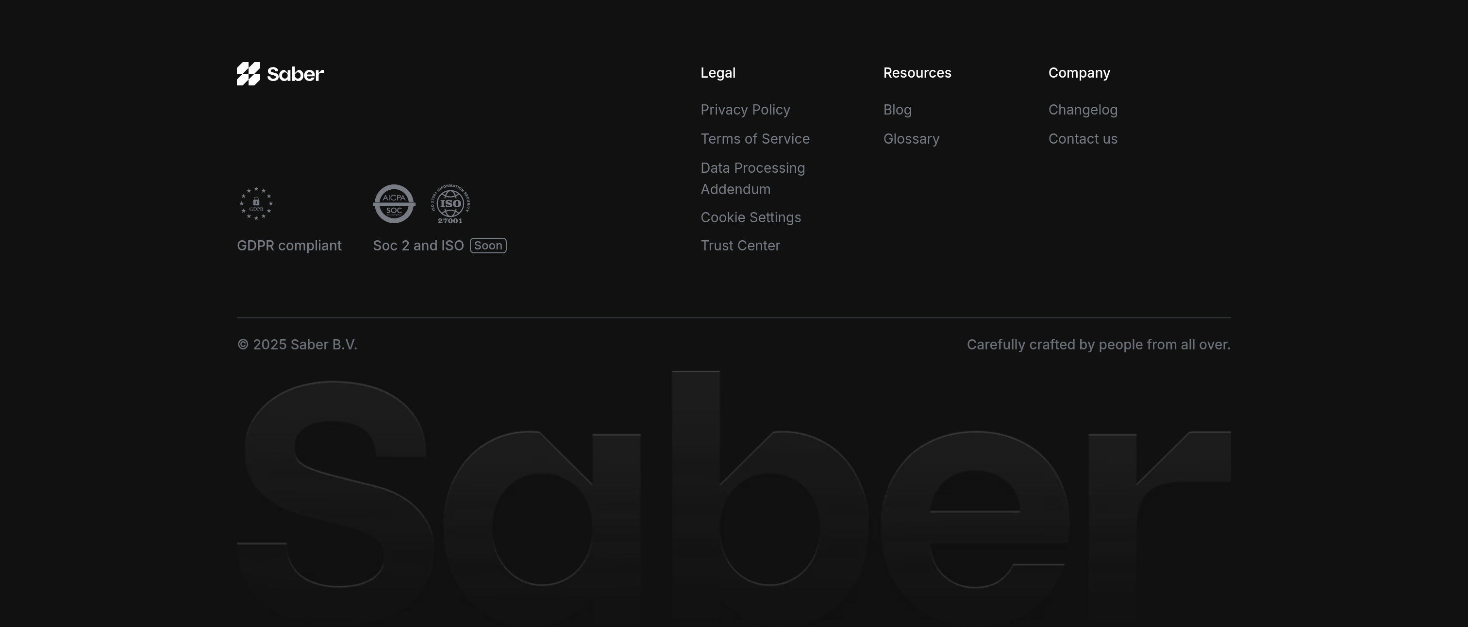 Saber Footer design