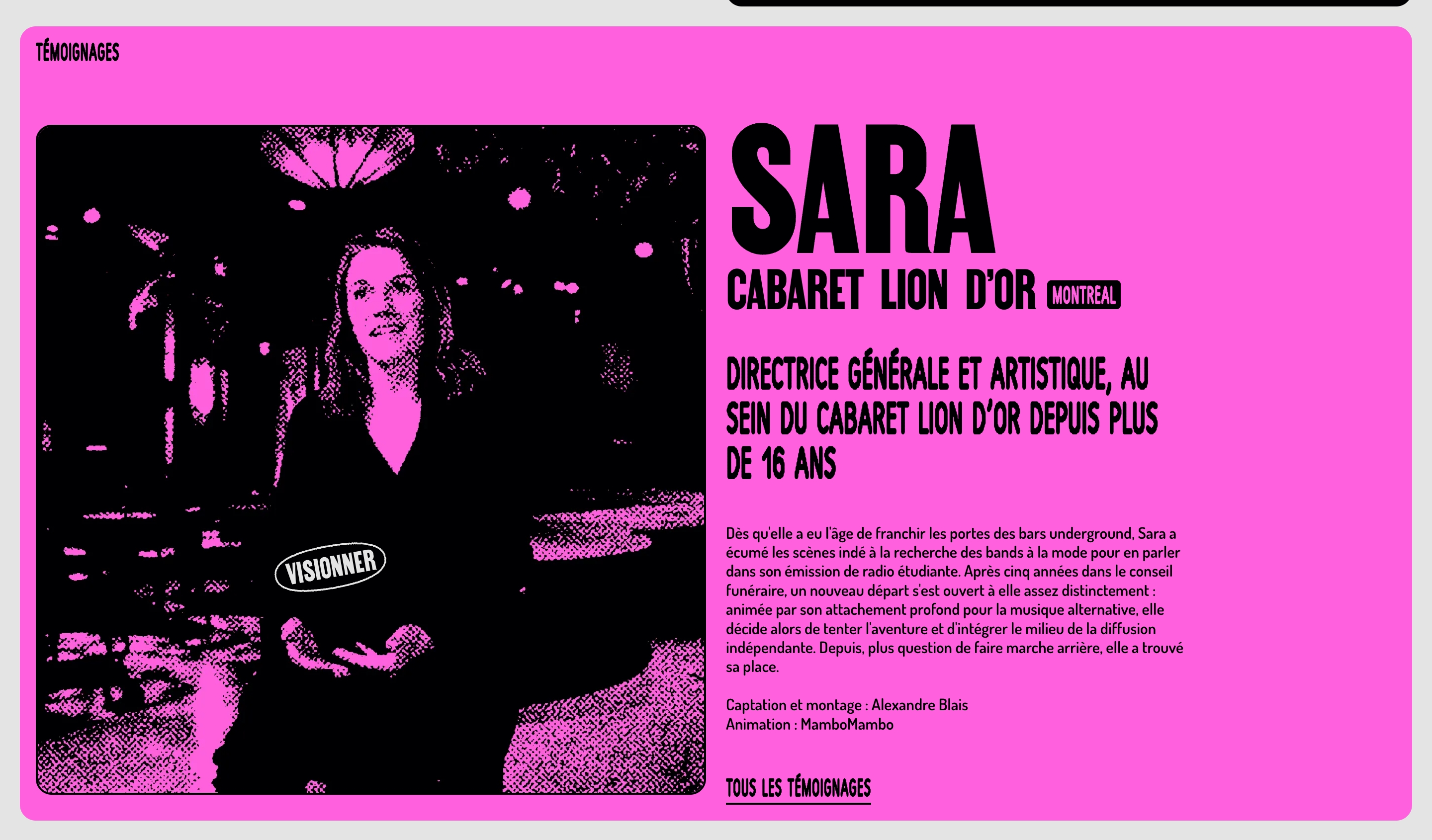 Scenes de Musique Alternatives du Quebec Testimonial design