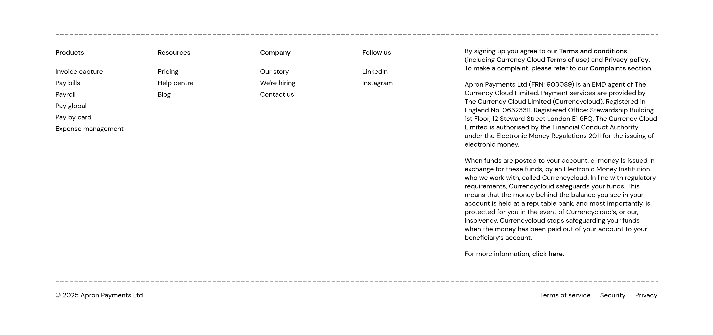 Apron Footer design