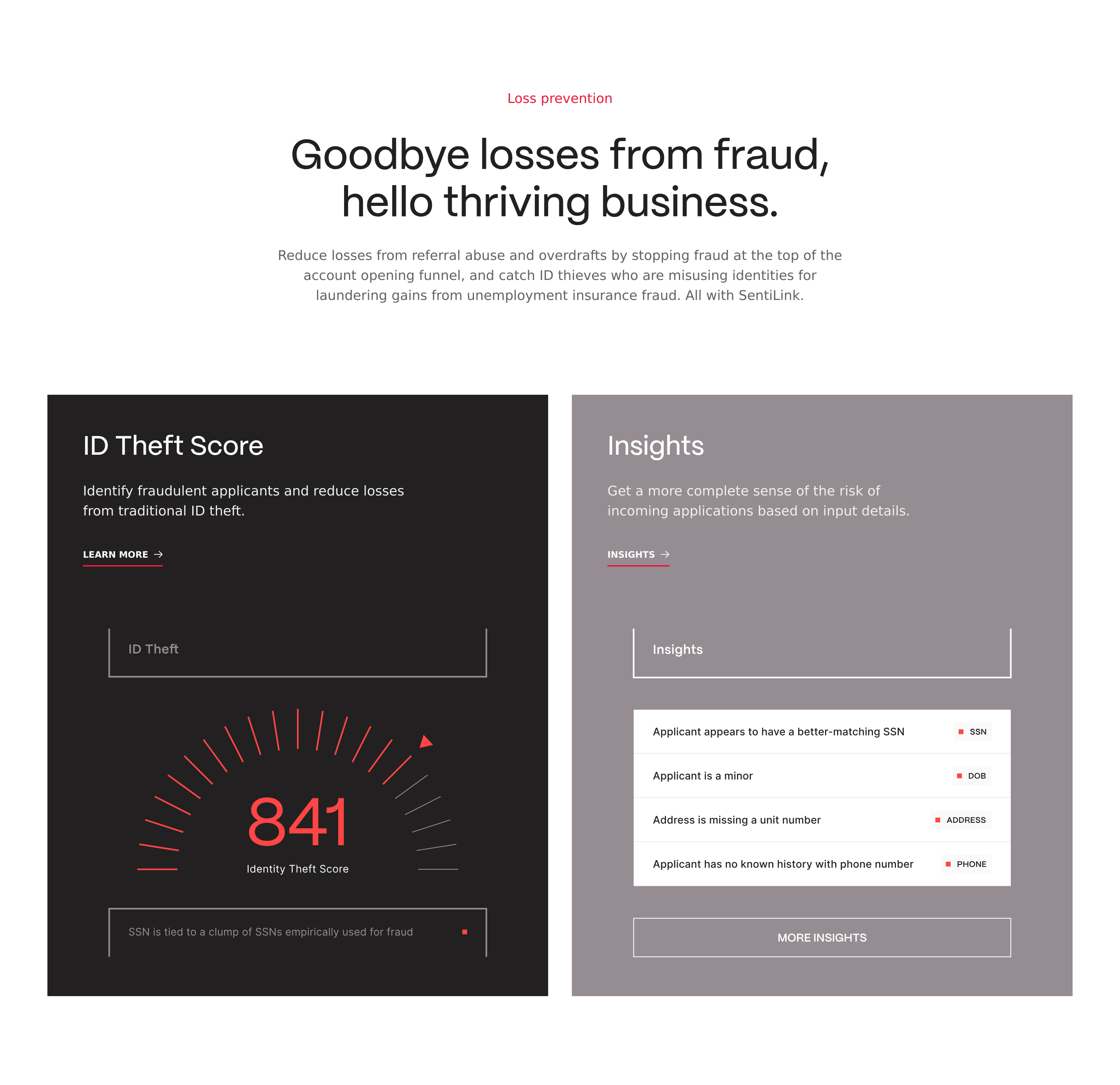 SentiLink Feature design