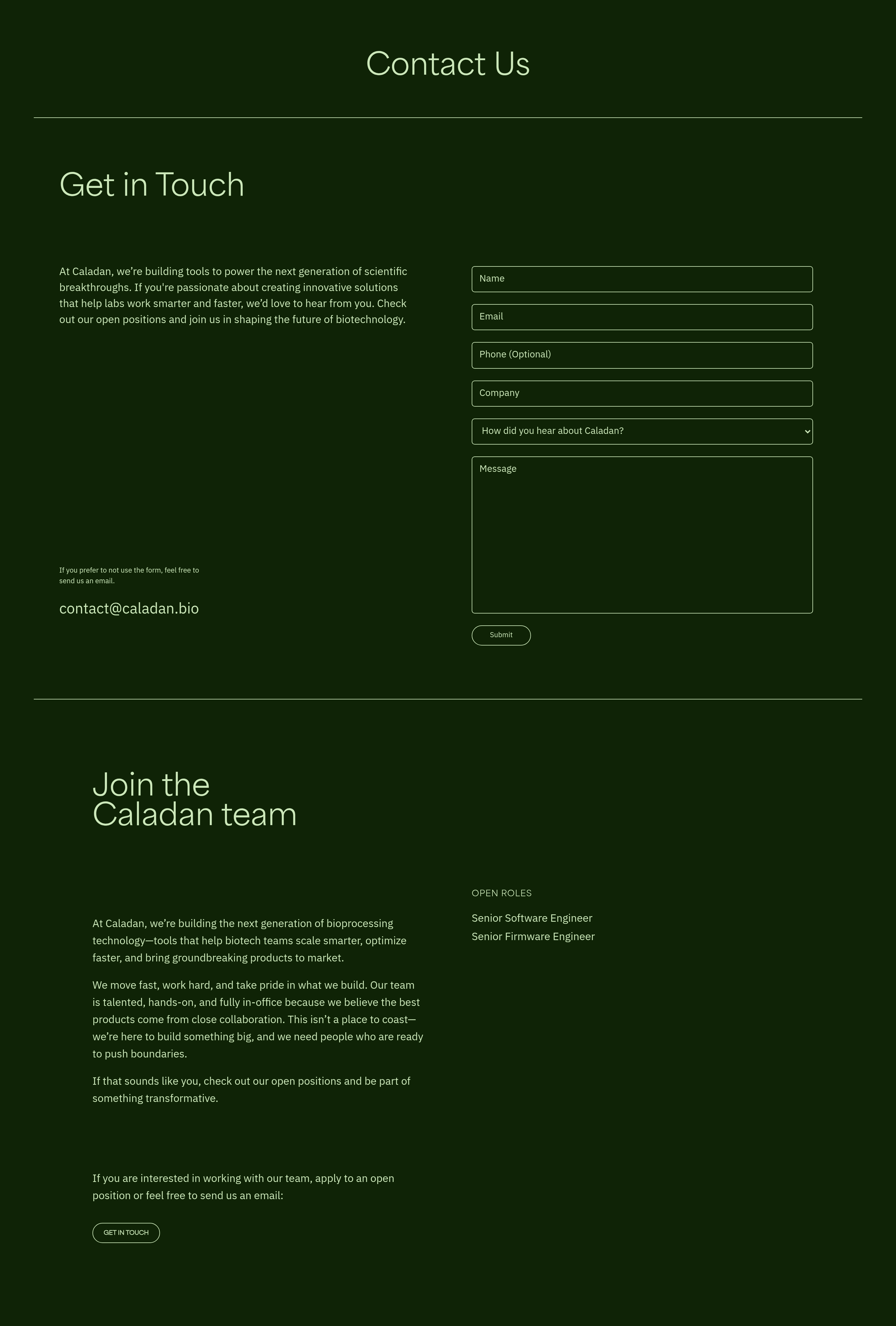Caladan Contact design