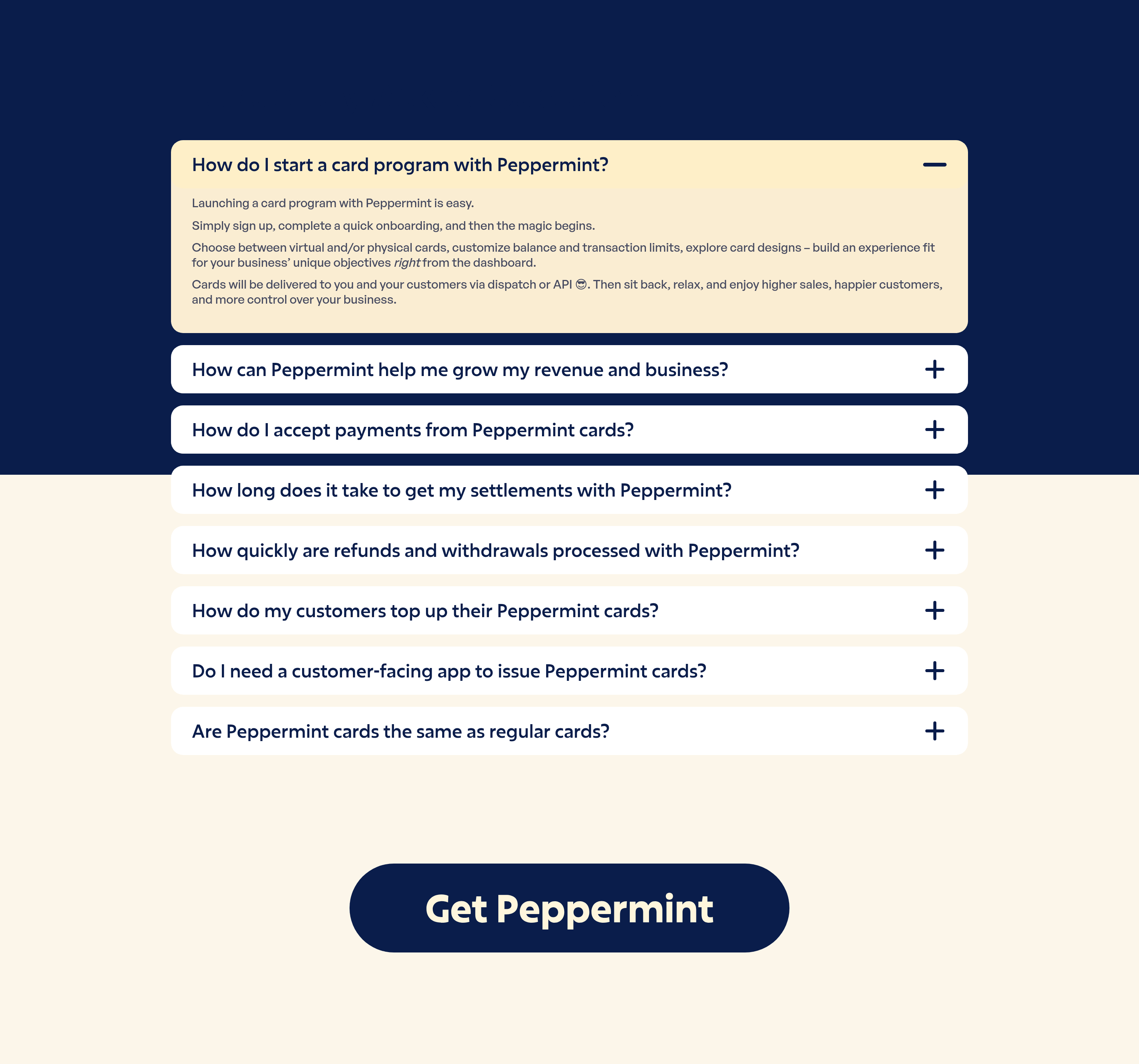 Peppermint FAQ design