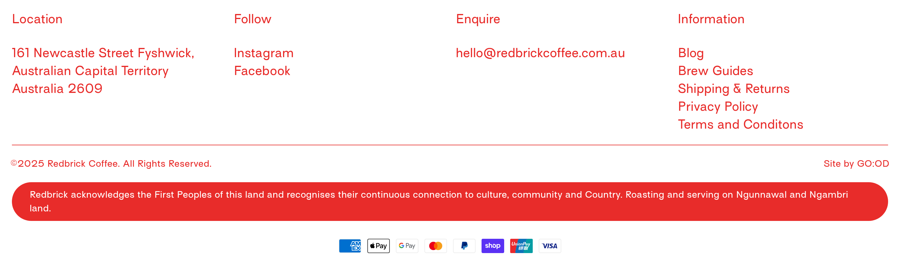 Redbrick Coffee Footer design