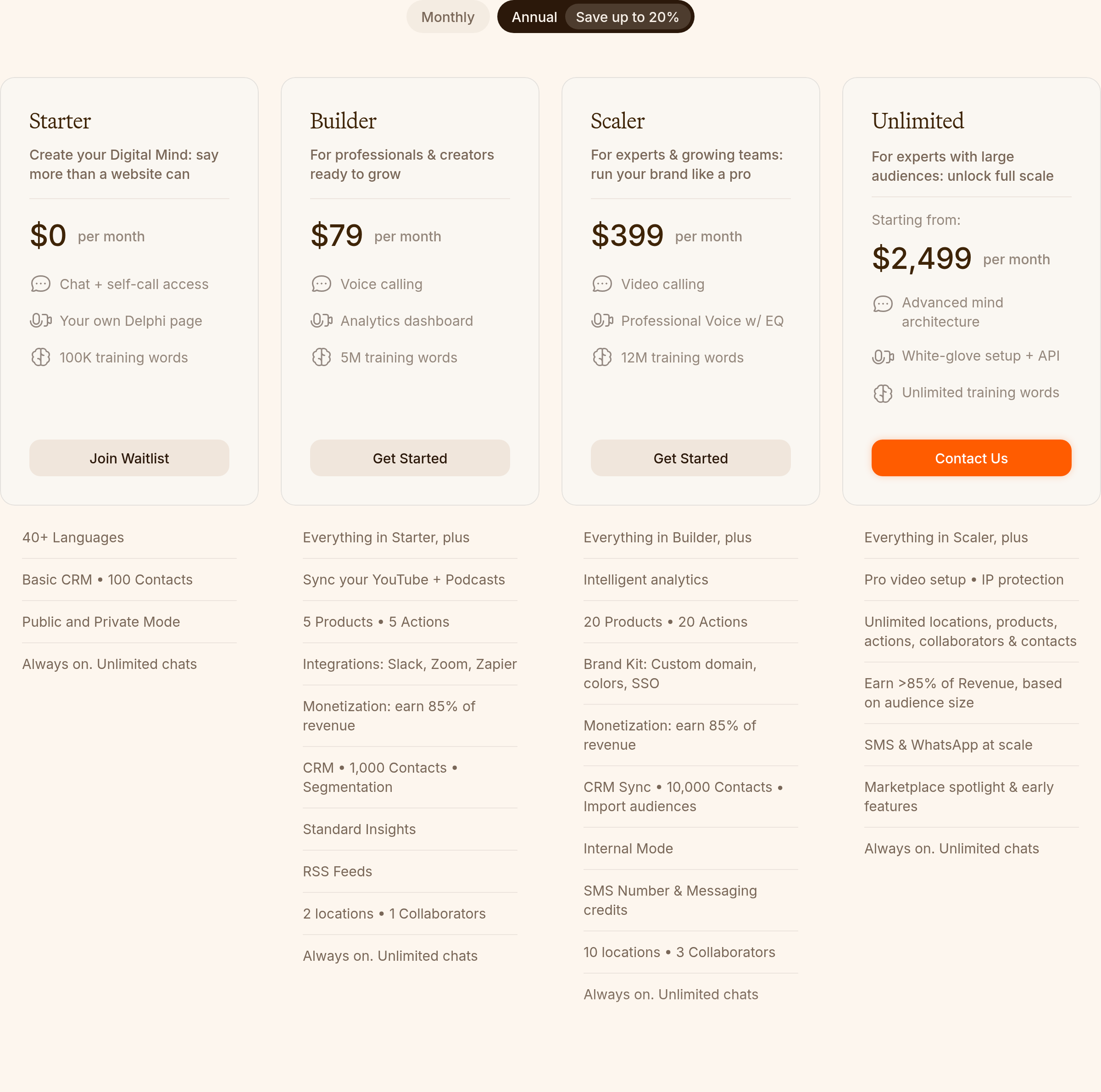 Pricing section preview