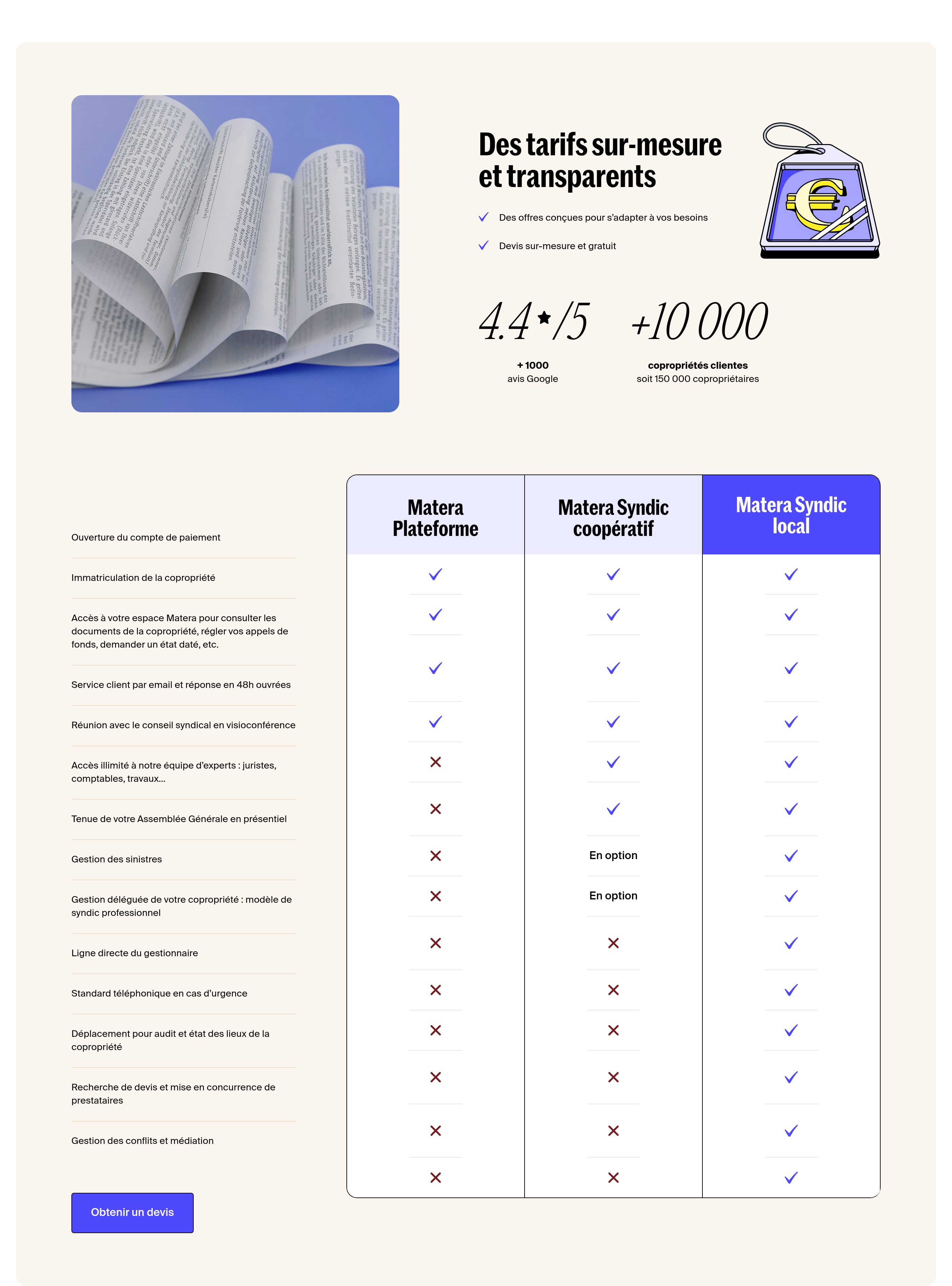 Matera Pricing design
