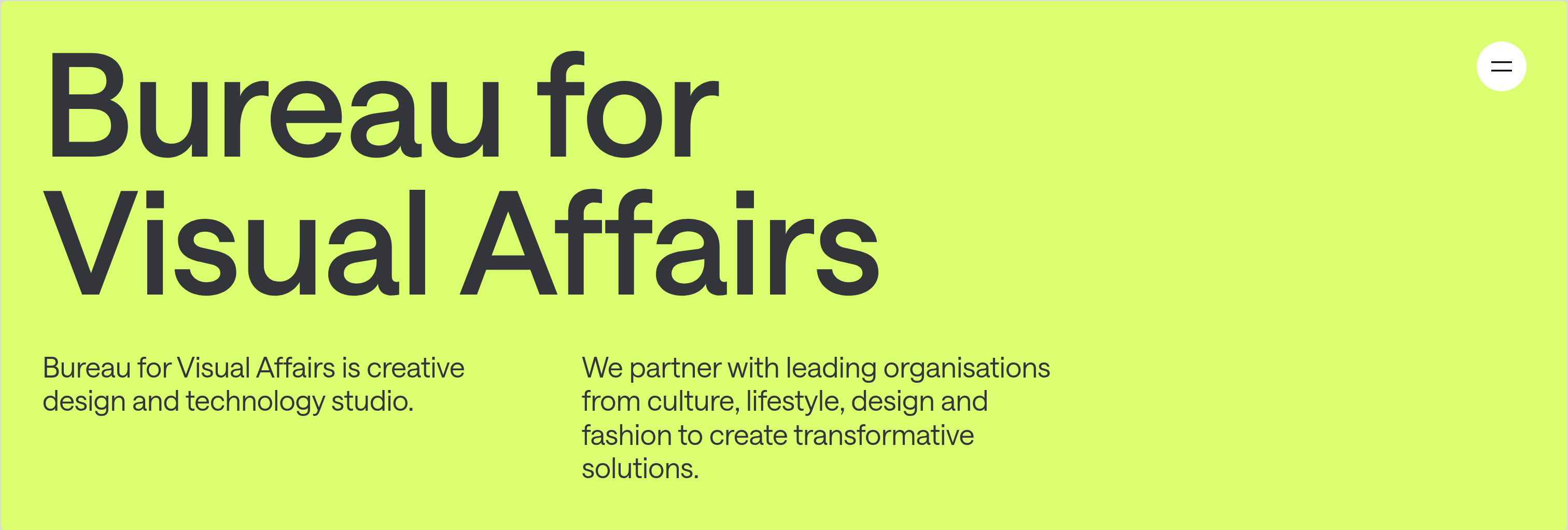 Bureau for Visual Affairs Hero design