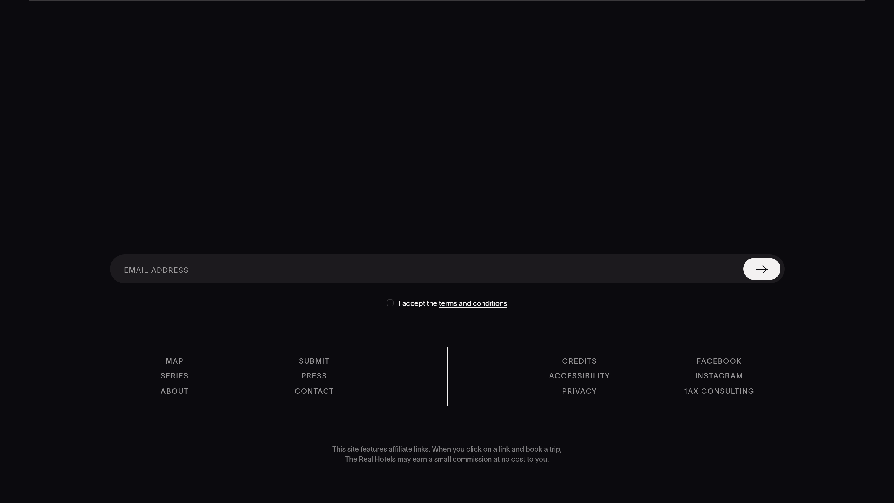 The Real Hotels Footer design
