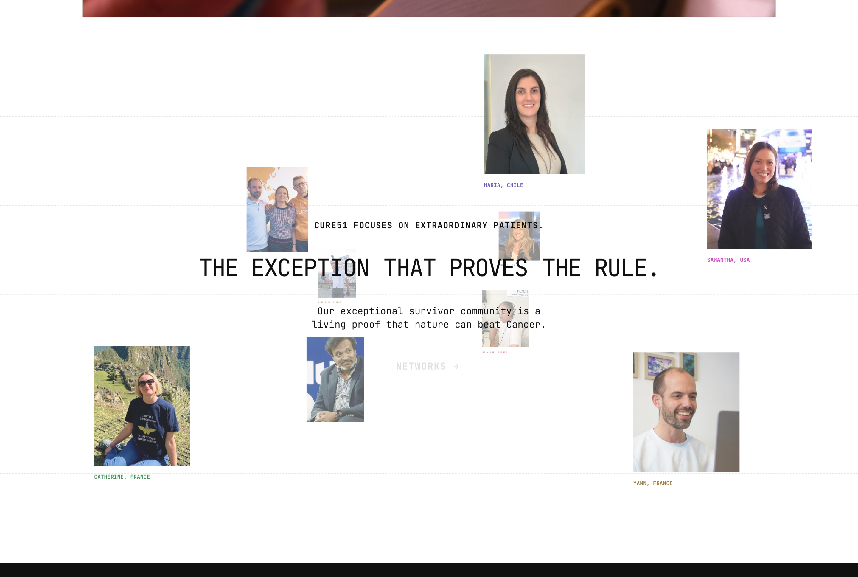 Cure51 patient gallery: scattered named survivor photos around The exception that proves the rule.