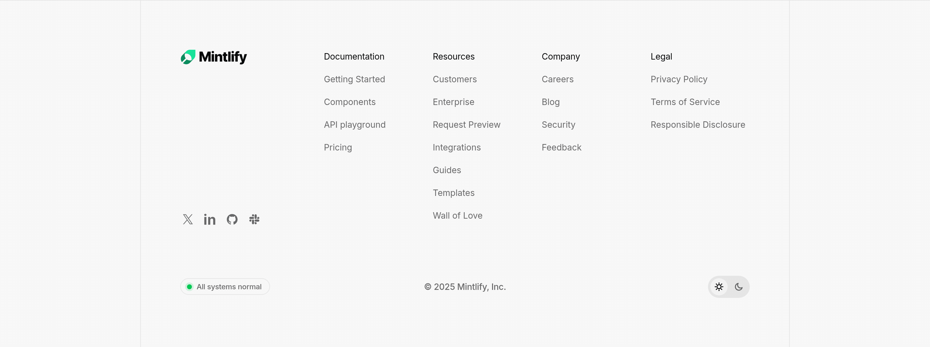 Mintlify Footer design