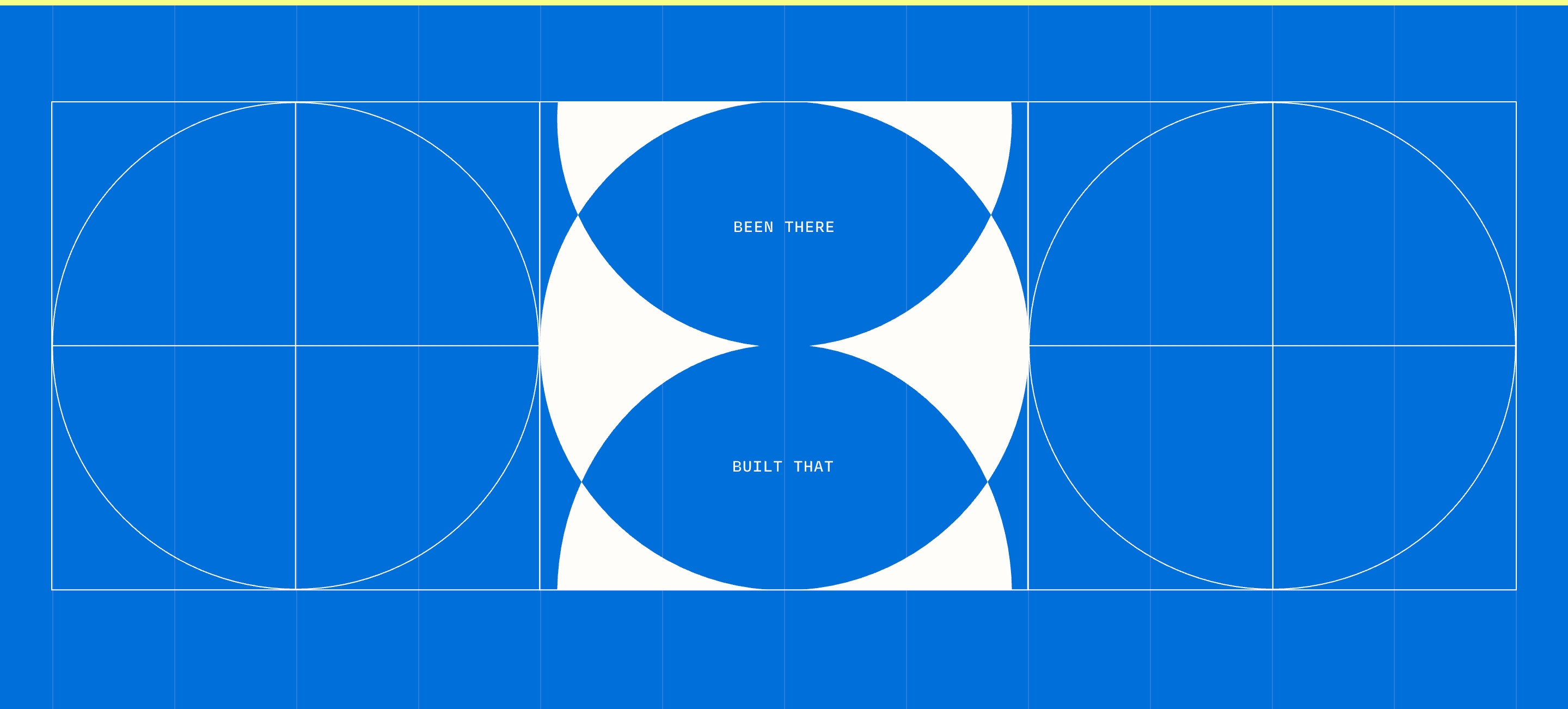 Otherhalf geometric footer: blue three-panel circles with BEEN THERE and BUILT THAT in the center.