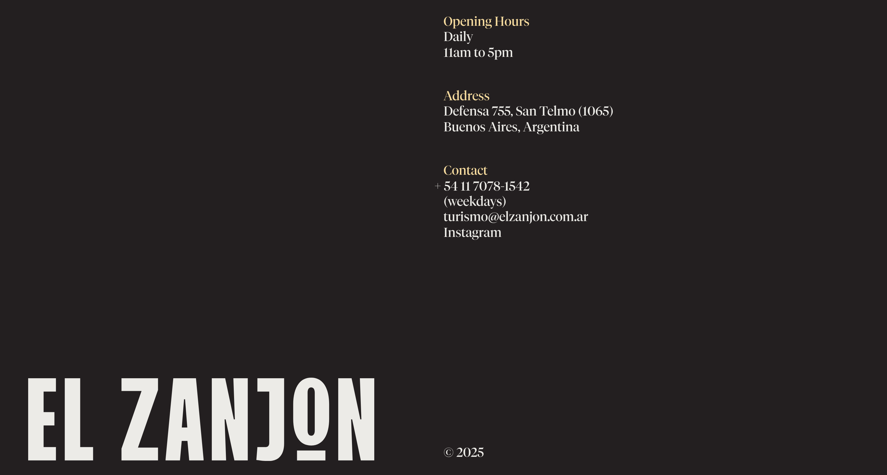 El Zanjon Footer design