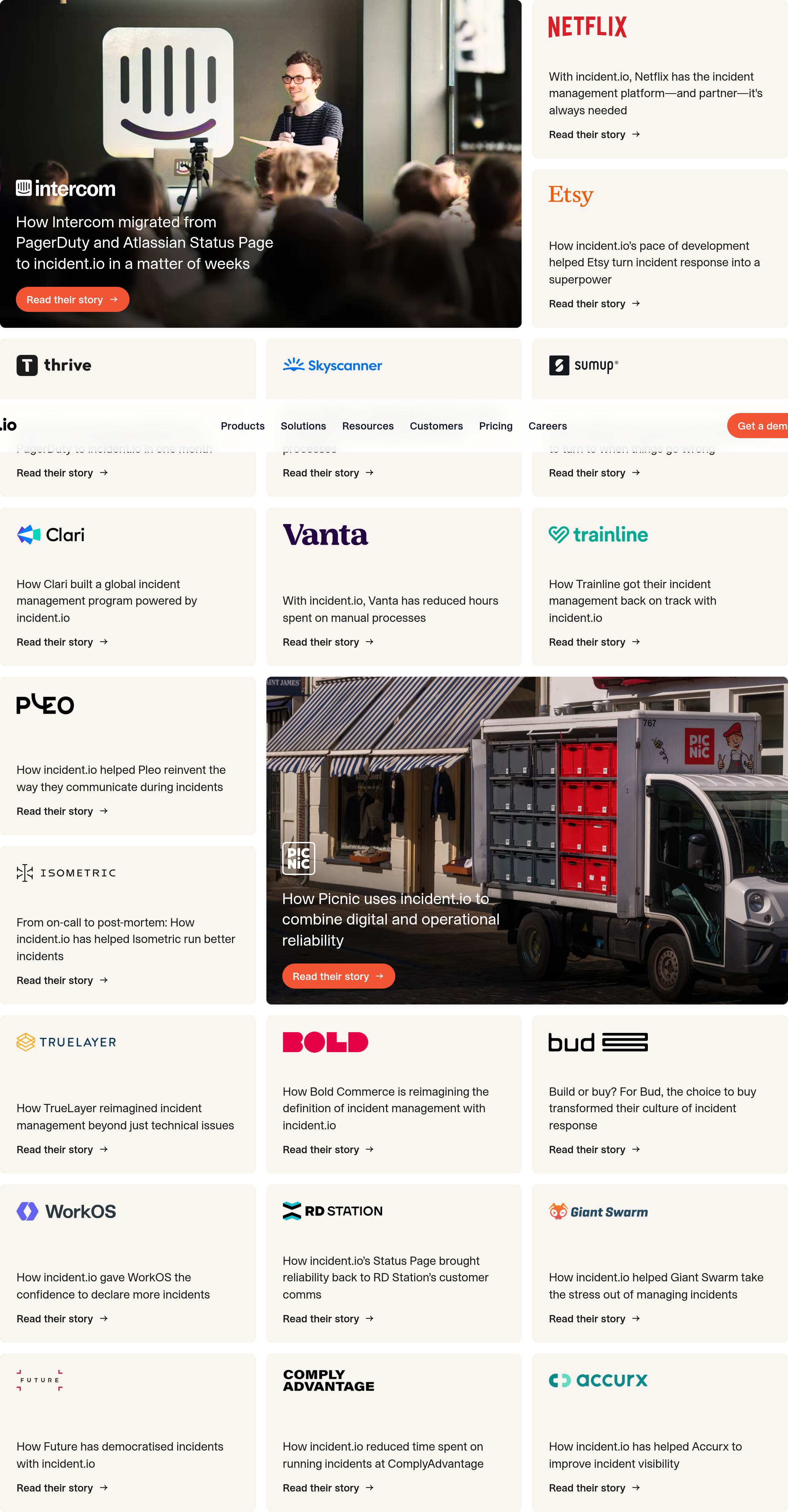 Incident Customer Stories design