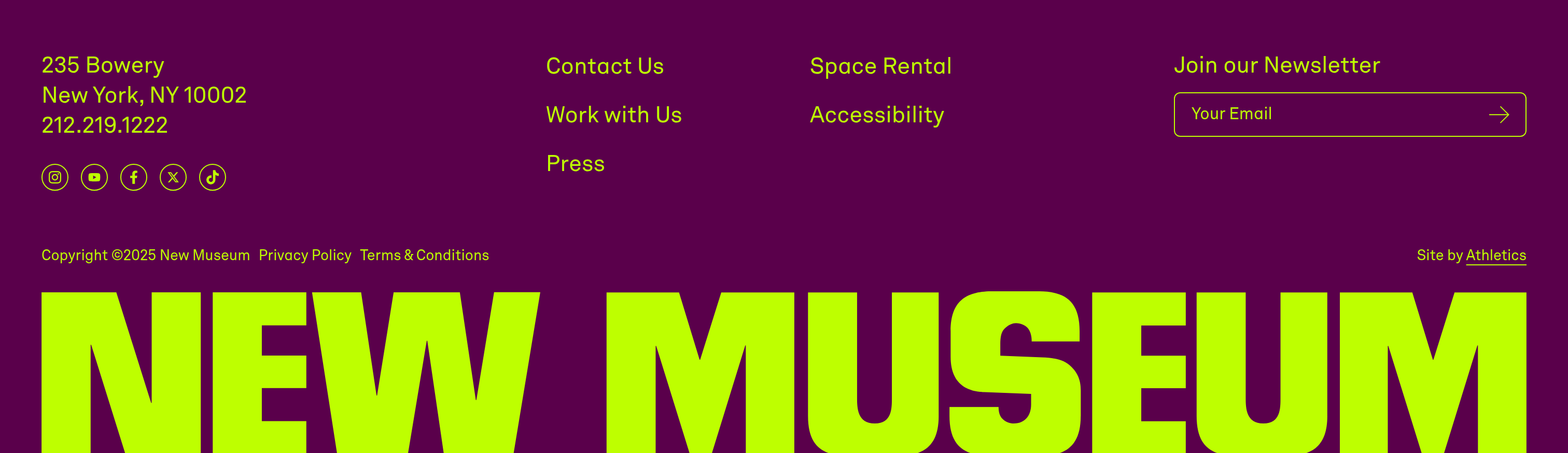 New Museum Footer design