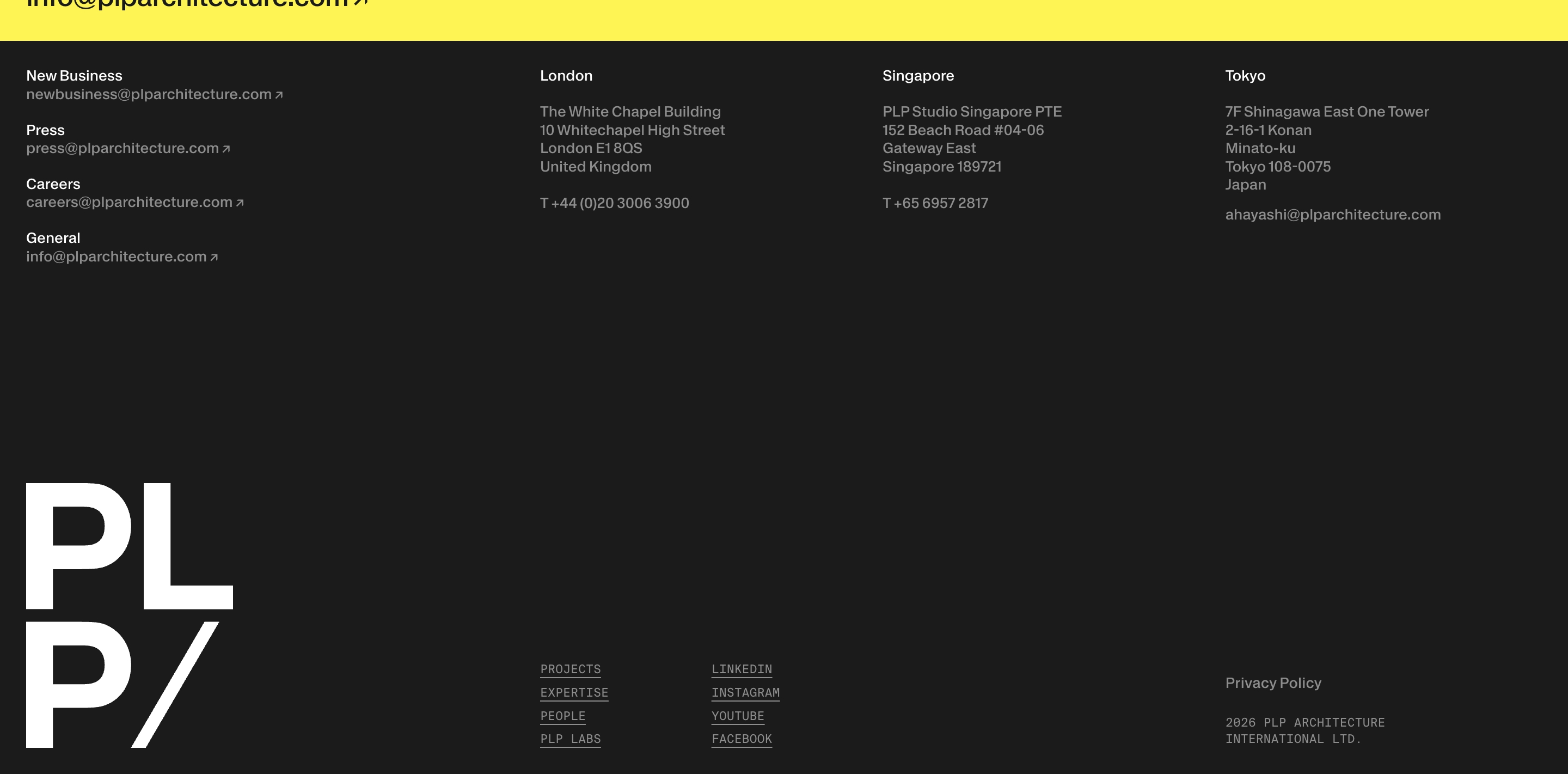 PLP Architeture Footer design
