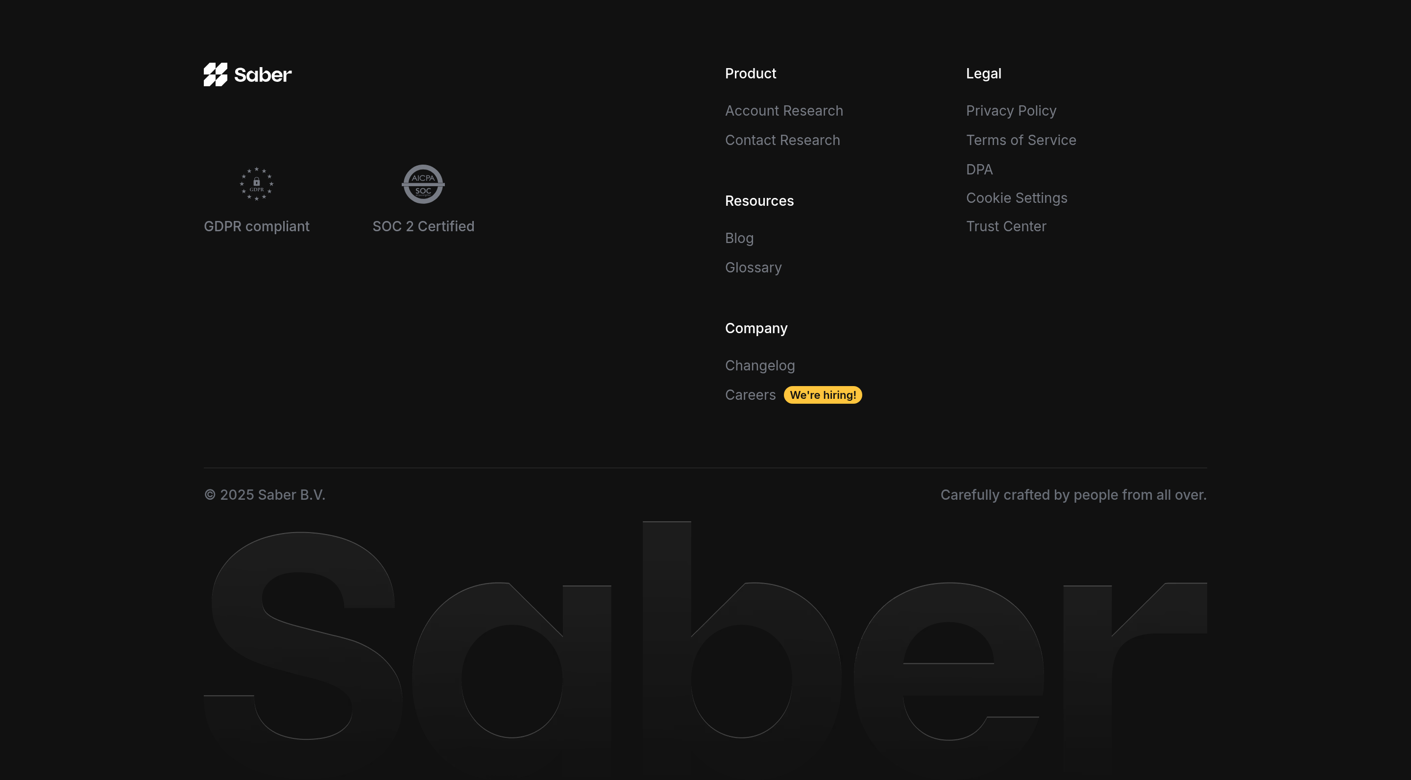 Saber Footer design