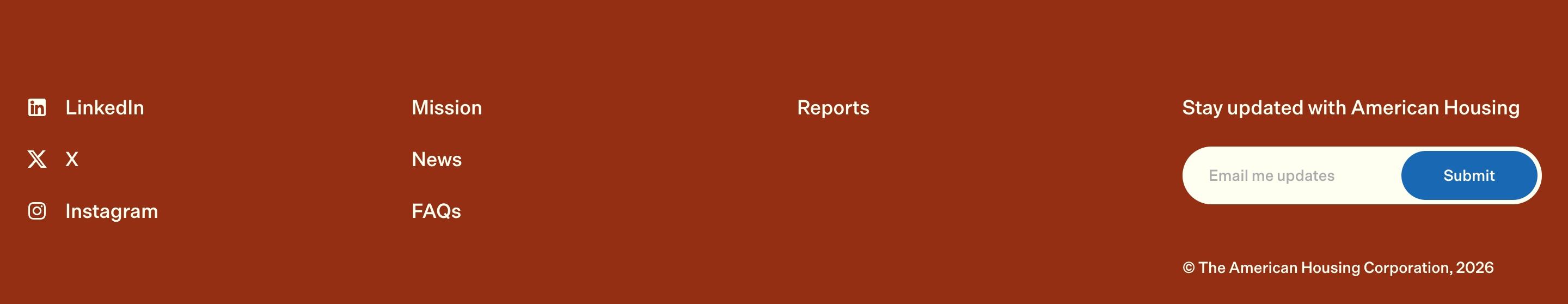 The American Housing Corporation Footer design