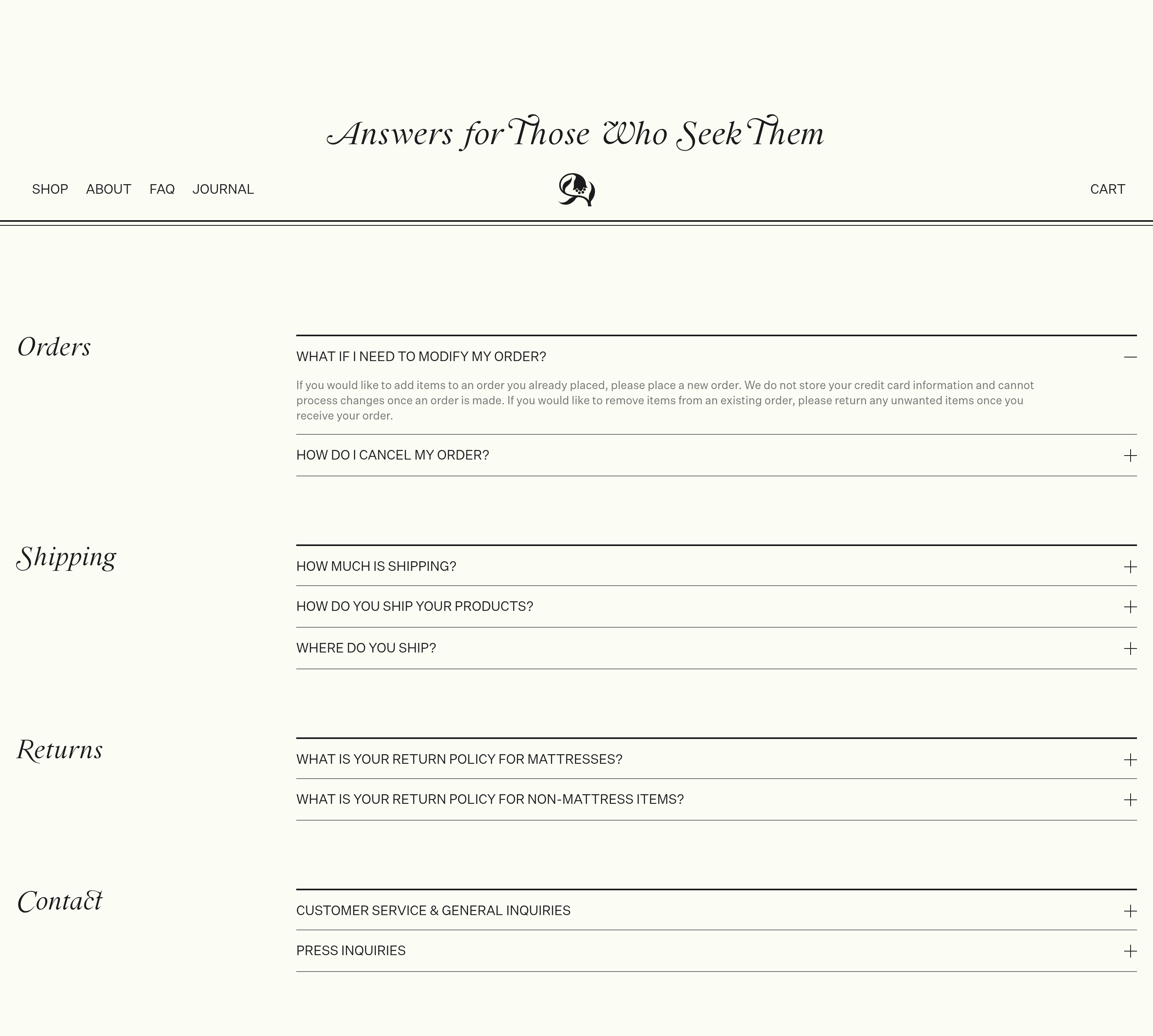 Ostermoor FAQ design