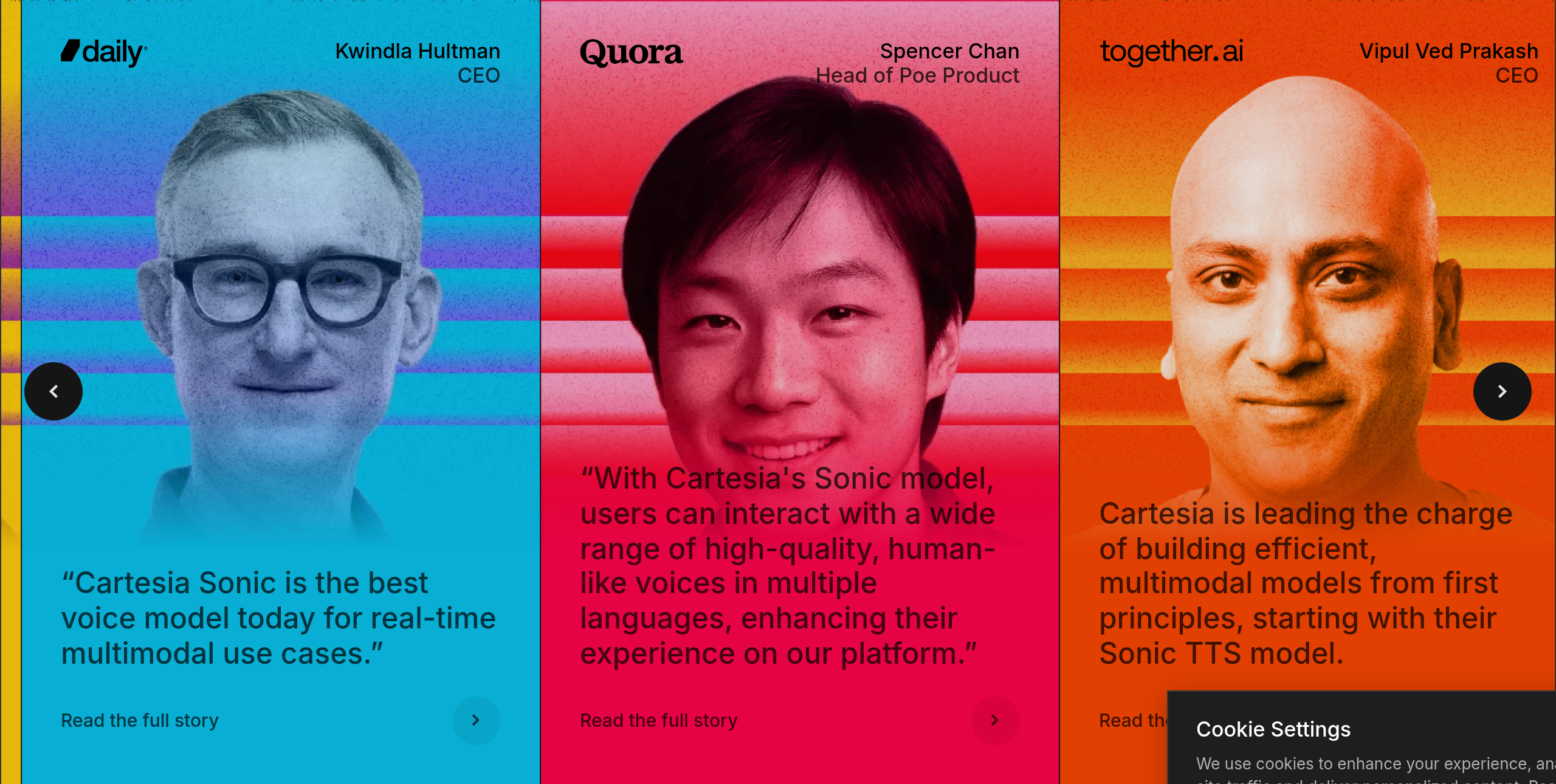 Cartesia Testimonial design