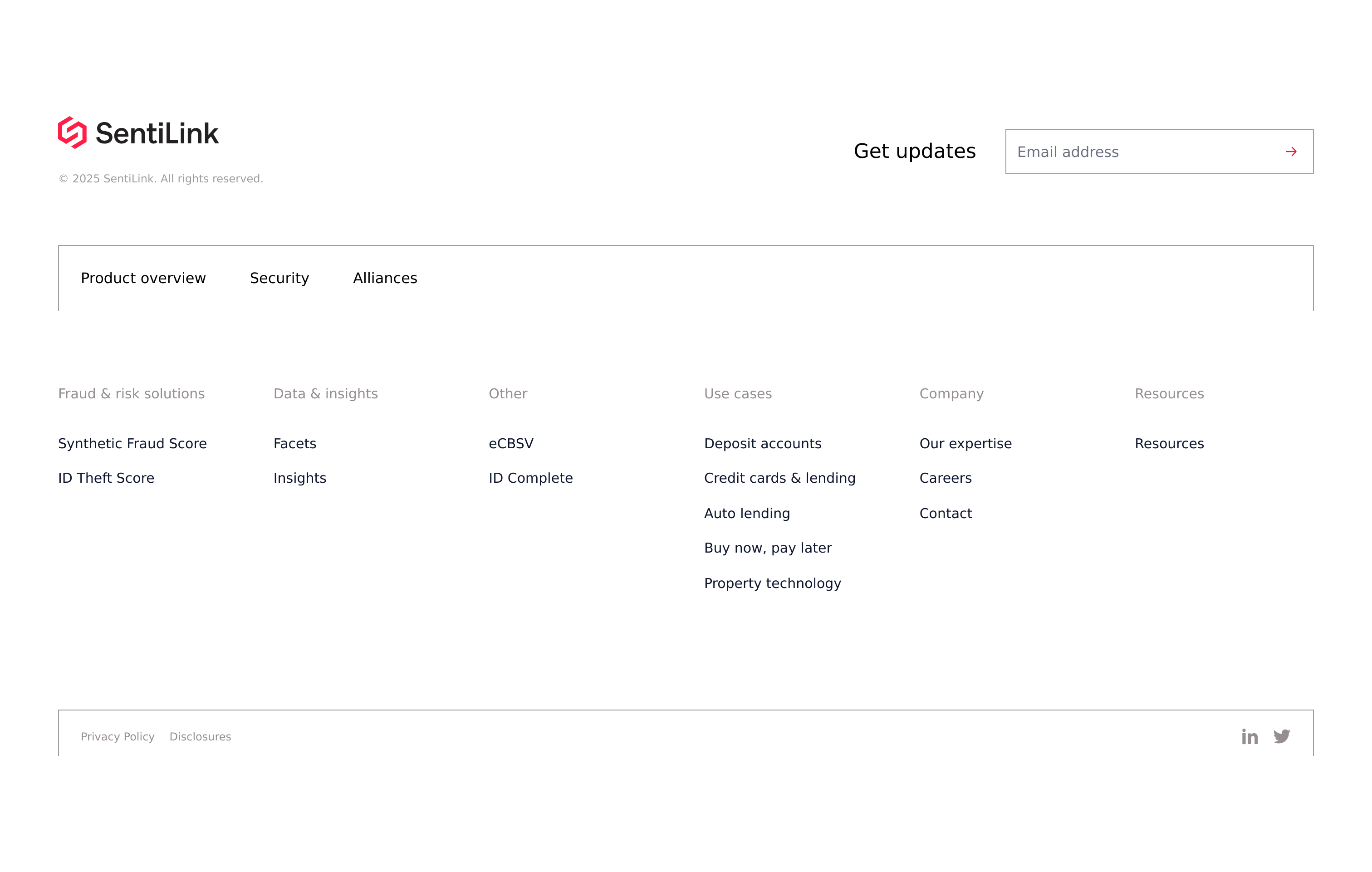SentiLink Footer design