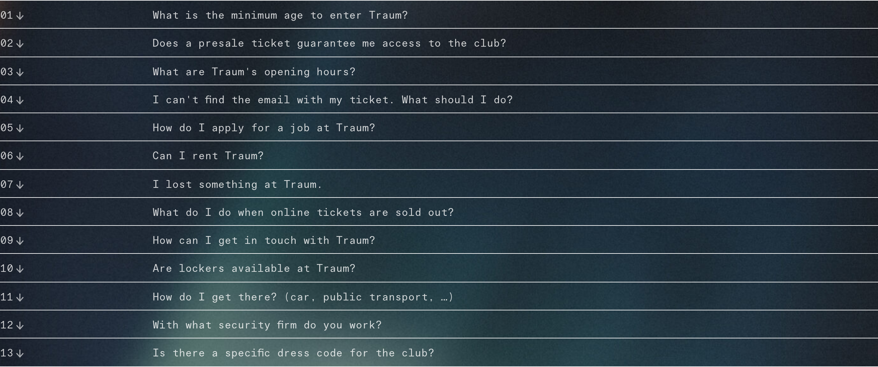 Traum Club FAQ design
