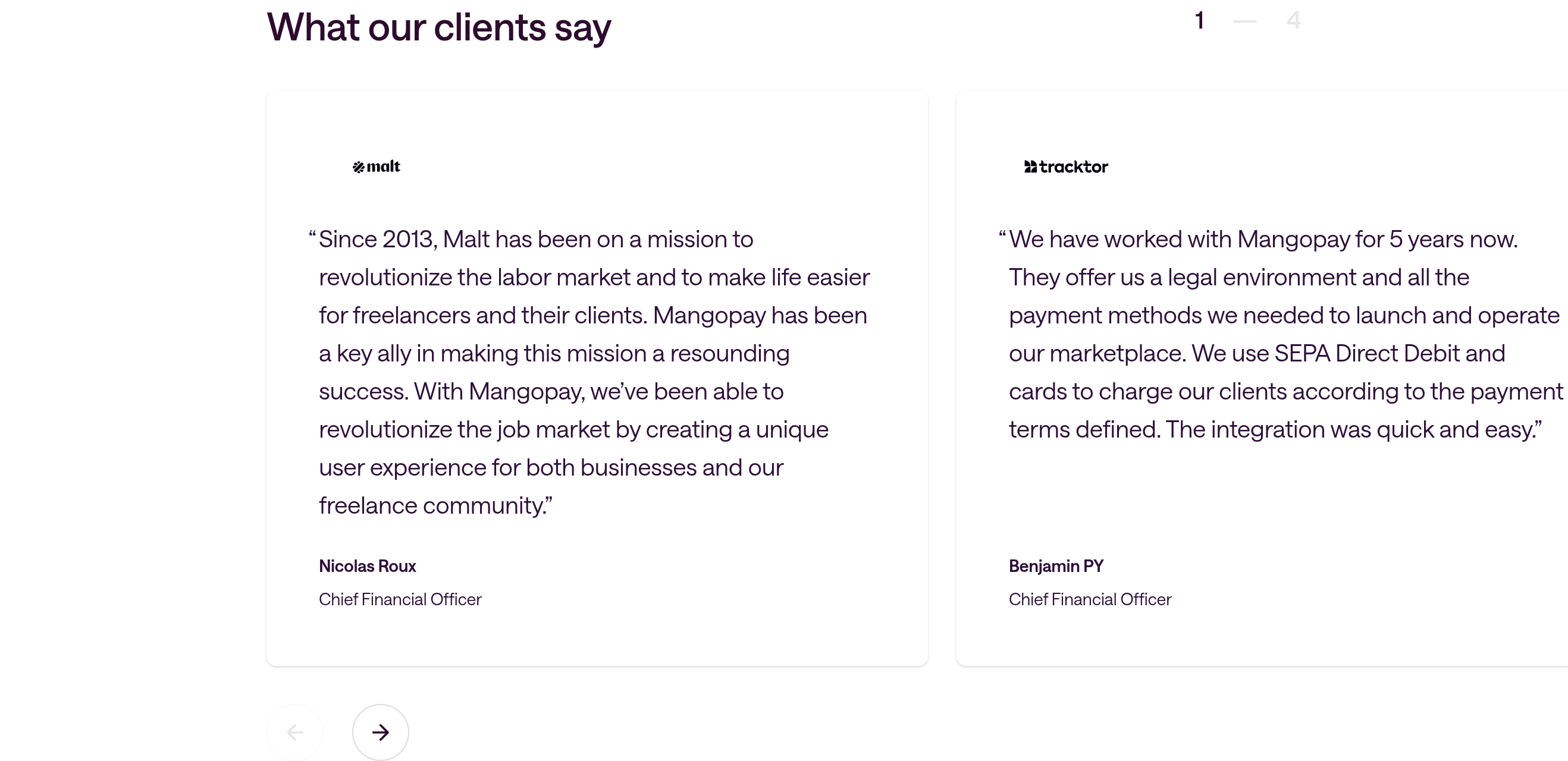 Mangopay Testimonial design