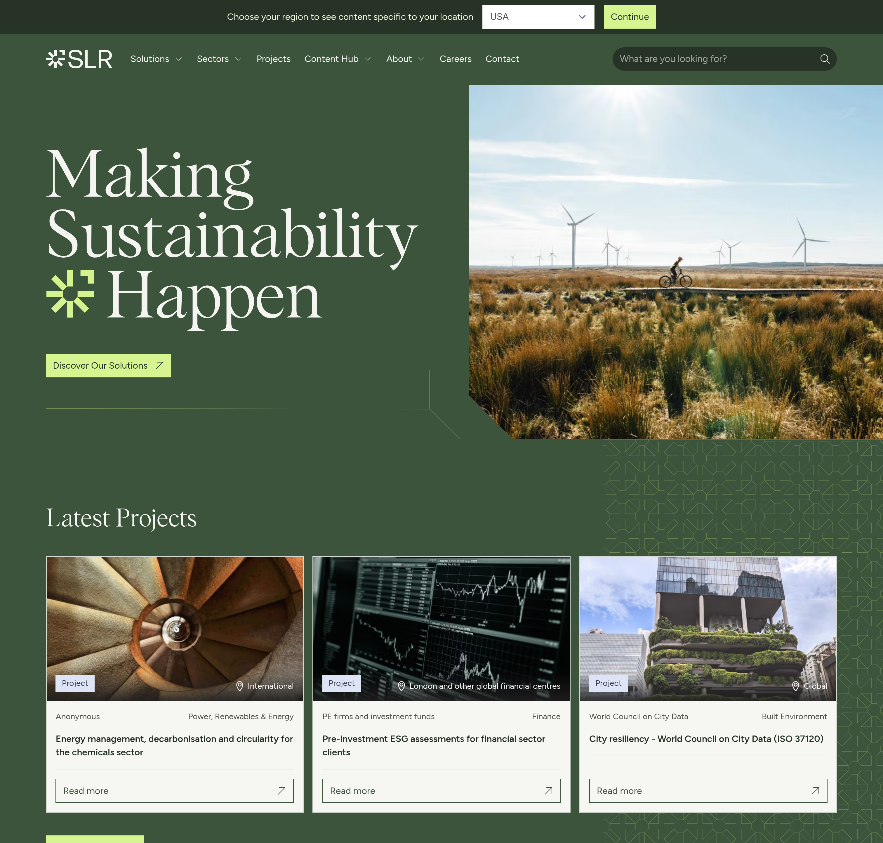 SLR Consulting Hero design