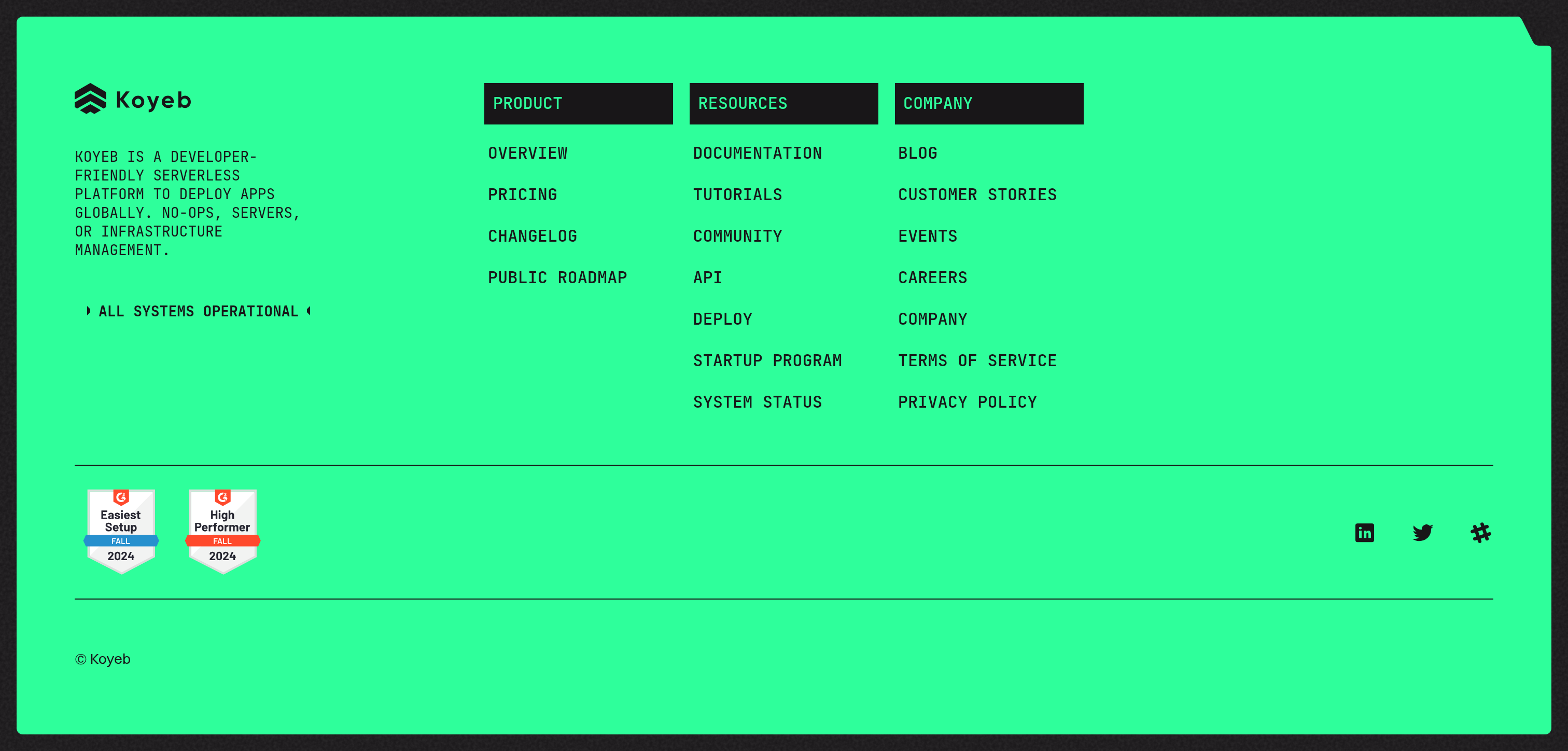 Koyeb Footer design