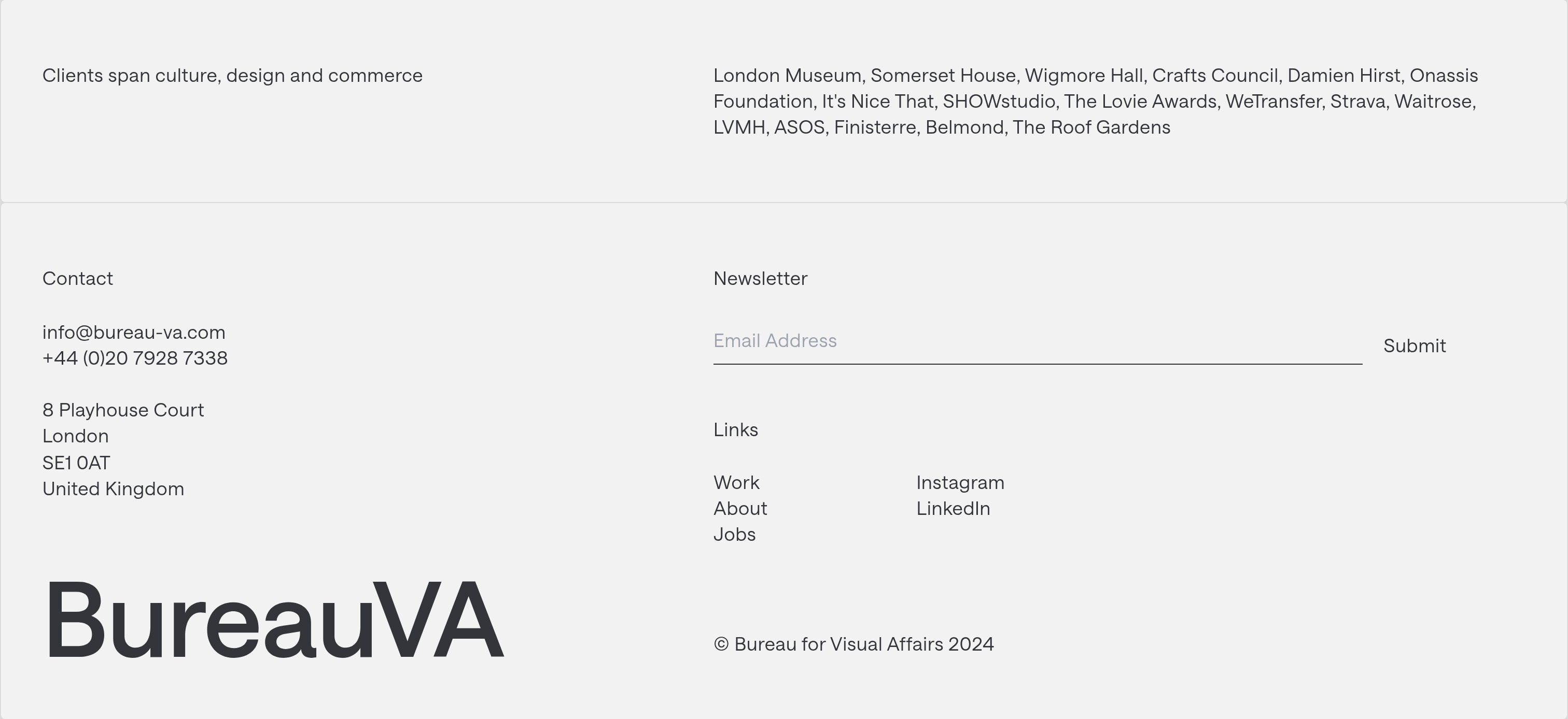 Bureau for Visual Affairs Footer design