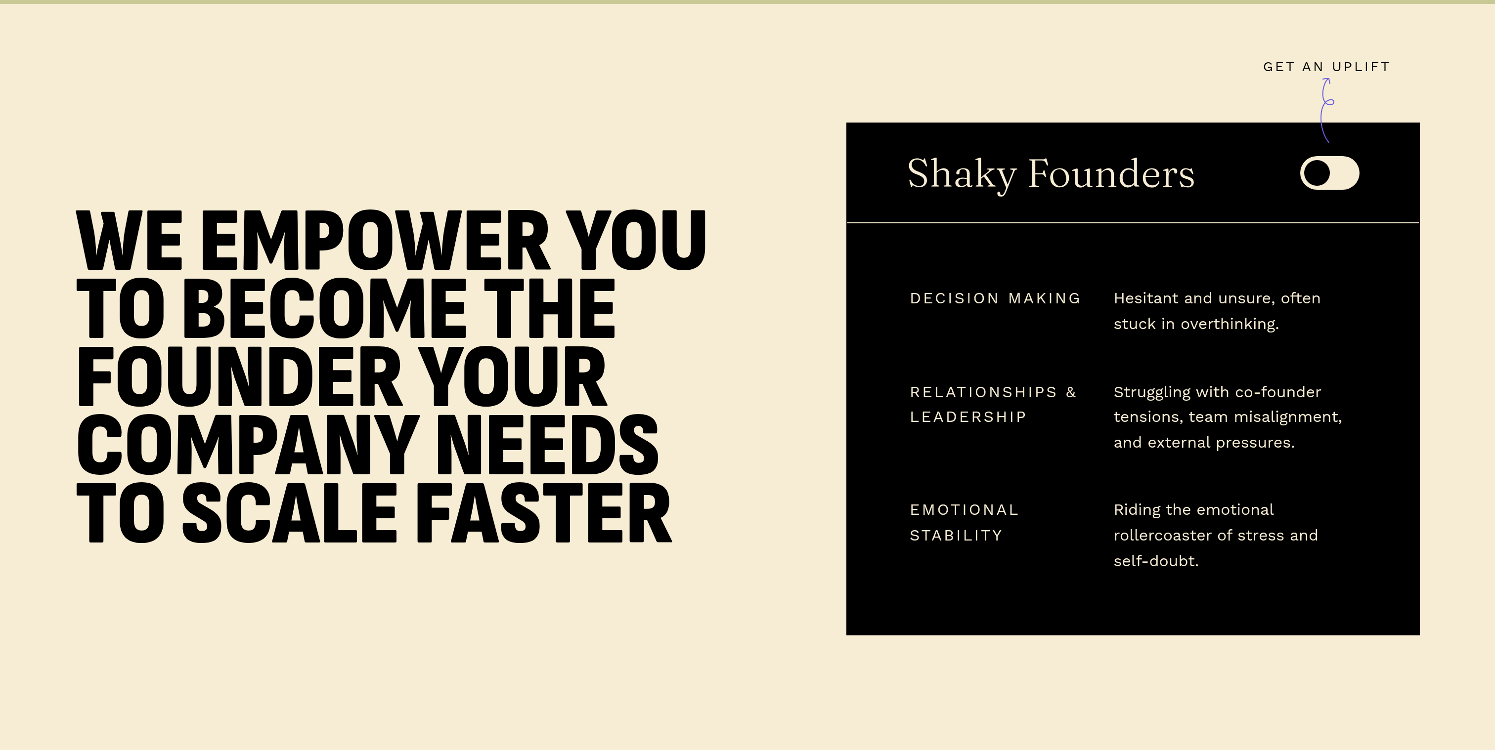 Uplift Founders Value Proposition design