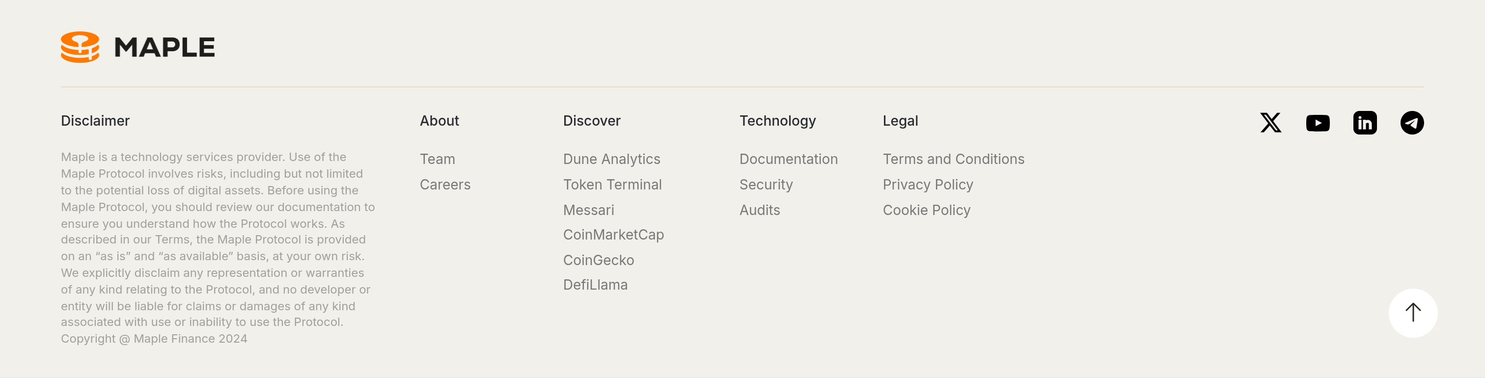 Maple Finance Footer design